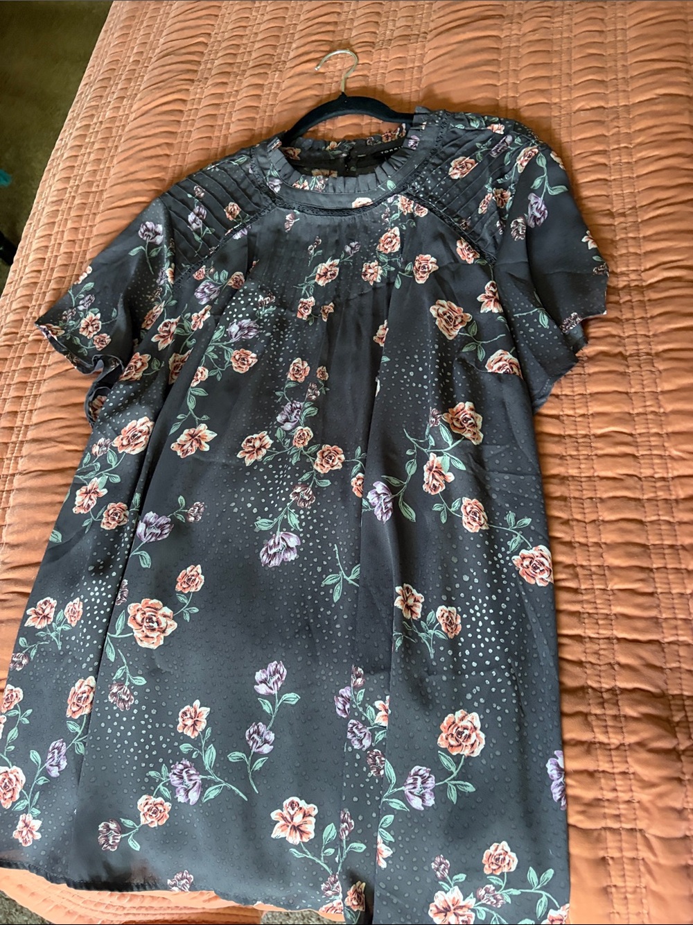 torrid Floral Pintuck Yoke Short Sleeve Blouse
